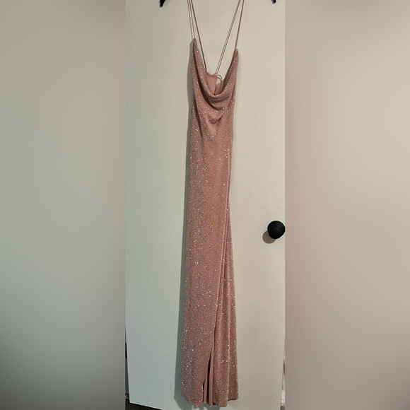 Windsor, Dusty rose sparkly floor length step dress - Picture 2 of 3